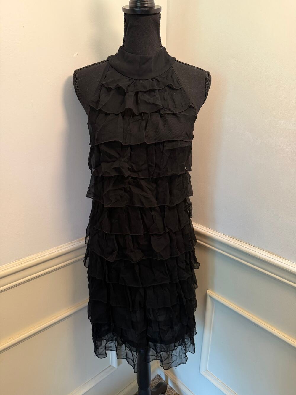 Y2K Esprit 100% Silk Halter Tank Top Dress Tiered Minimalist Capsule